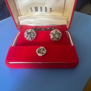 Swank Silver and gray cuffling set
